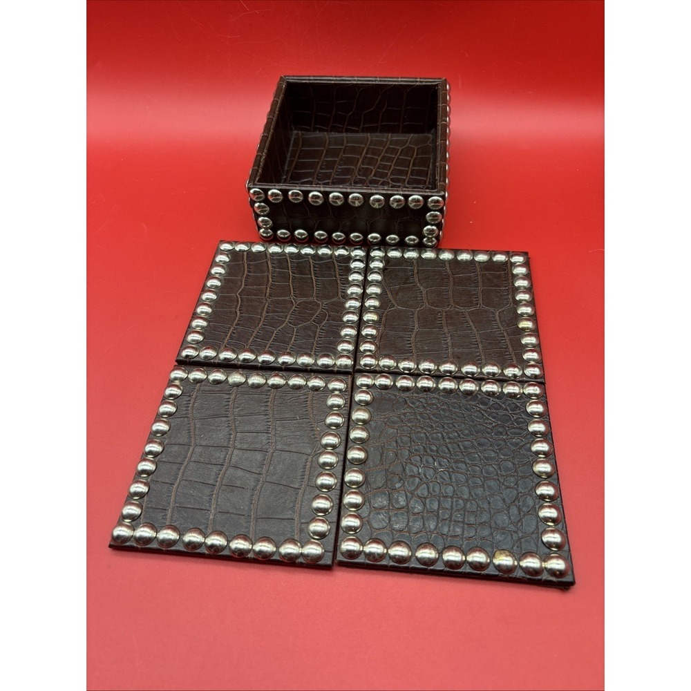 VTG Dransfield & Ross Crocodile Brown Coasters Set of 4 Barware - Read - Picture 2 of 5